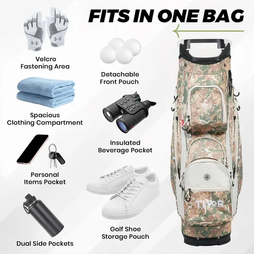 Vista 7 de TIVOR Bolsa de carrito de golf 2026 con parte superior divisora de longitud completa de 15 vías, 12 bolsillos, bolsa de carrito de golf silenciosa