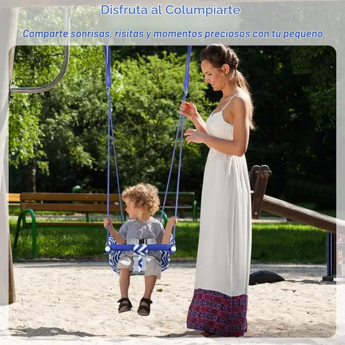Vista 5 de Cómodo asiento de columpio para niños pequeños, columpio colgante de lona resistente para bebés Adjustable Rope, Safety Harness, Drop-Resistant