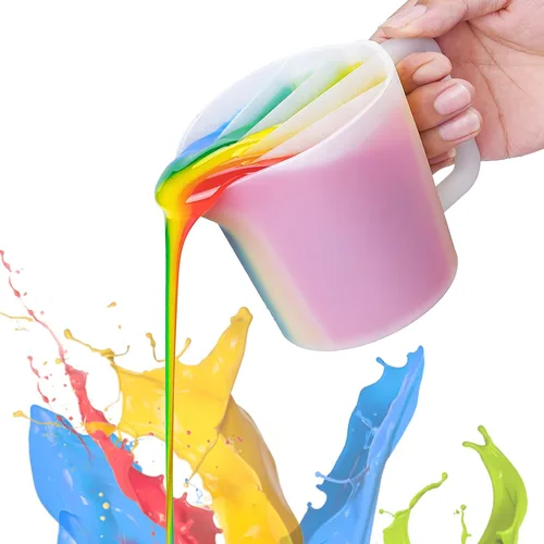 LET'S RESIN Taza dividida de 17 onzas/16.9 fl oz con asa, tazas divididas gruesas y fáciles de limpiar para verter pintura con 5 canales, tazas