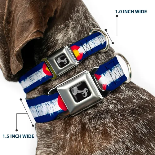 Vista 2 de Buckle-Down Collar de perro con diseño de Colorado Flags2 Repeat Weathered de 9-15 pulgadas, talla S