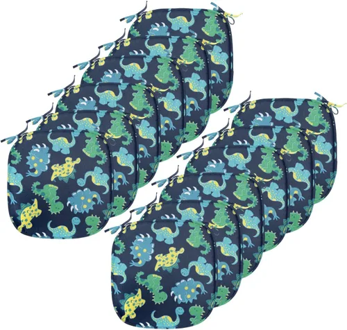 Vista 163 de Lunarable Juego de 4 cojines de asiento para silla, diseño de pétalos de flores de iris florecientes, arte de forma desgastada, acolchado de asiento