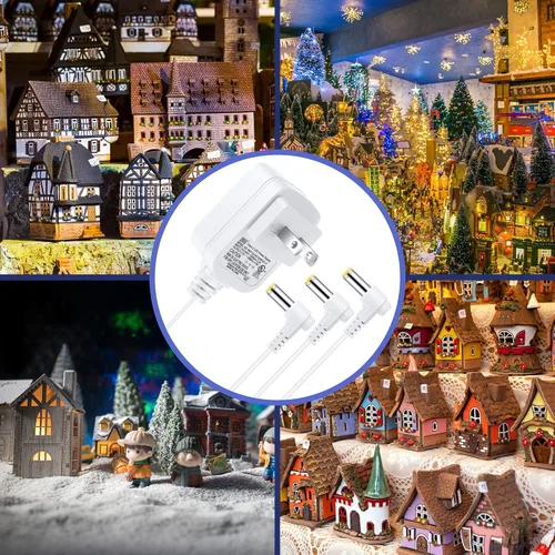 Vista 5 de Sumind Adaptador AC/DC compatible con Lemax accesorio iluminado # 74254 94563 94565 94566 94527 94564, adaptador de corriente de 4.5 V 3 salidas