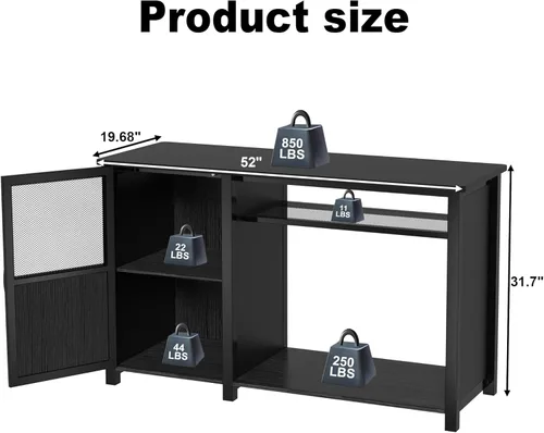 Vista 6 de Soporte para tanque de peces de 55 a 75 galones, soporte para acuario con almacenamiento de gabinete y marco de metal resistente, mesa de 52