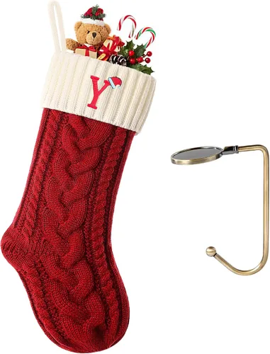 Vista 187 de Botas de Navidad personalizadas, iniciales personalizadas, 18 pulgadas, botas de Navidad tejidas con letras para colgar en la chimenea, botas