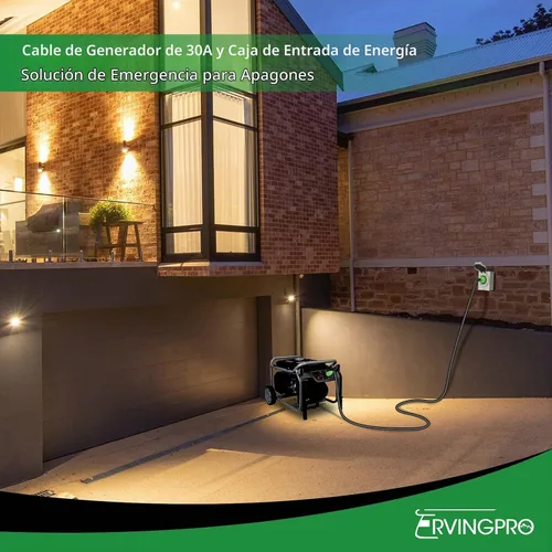 Vista 8 de Caja de entrada de generador preperforada de 30 amperios y cable