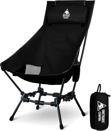 Vista 9 de ONETIGRIS Dragonhide - Silla de campamento de gran tamaño con diseño de almohada, cómodo asiento ampliado plegable, capacidad de 275 libras