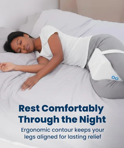 Vista 8 de Everlasting Comfort Almohada de rodilla de espuma viscoelástica para personas que duermen de lado, alivio del dolor de ciática, correa ajustable