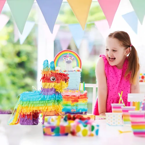 Vista 5 de The Award Box Decoraciones de fiesta de cumpleaños con temática de animales y piñata de burro de 16.5 pulgadas