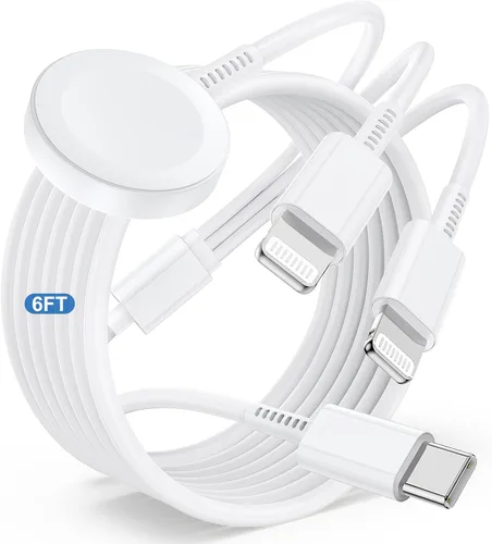 Vista 12 de Cargador para Apple Watch de carga rápida, cable USB C 3 en 1, cable de carga para iWatch Ultra3/2/1/SE 3/2 Series 11/10/9/8/7/6/5/4 para iPhone 17