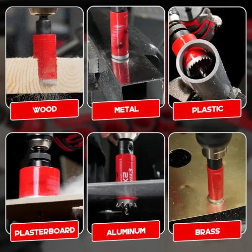 Vista 9 de EZARC Juego de brocas escalonadas y sierra de agujero bimetálica de 16 piezas