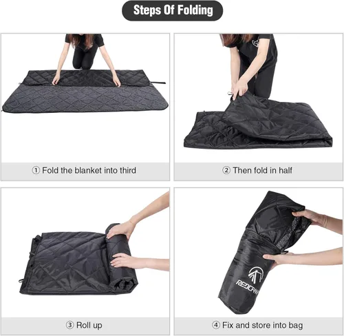 Vista 6 de REDCAMP Manta impermeable para estadio con forro sherpa, manta de automóvil para clima frío, resistente al viento para acampar al aire libre