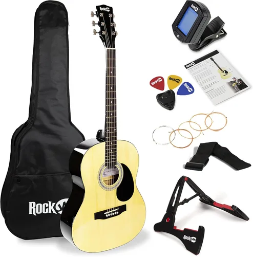 Vista 7 de RockJam Kit de guitarra acústica con soporte, afinador, bolsa de concierto, correa, púas, cuerdas de repuesto y lecciones