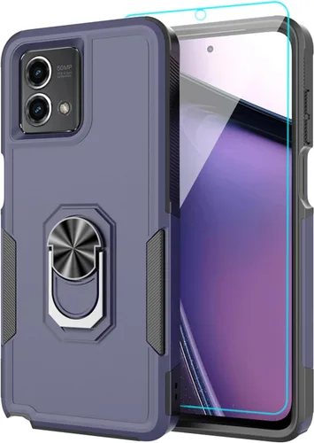 Vista 9 de for Motorola G Stylus 5G 2023 Case with Tempered Glass Screen Protector,Heavy-Duty Tough Rugged Phone Case Cover with Ring Holder Kickstand for Moto