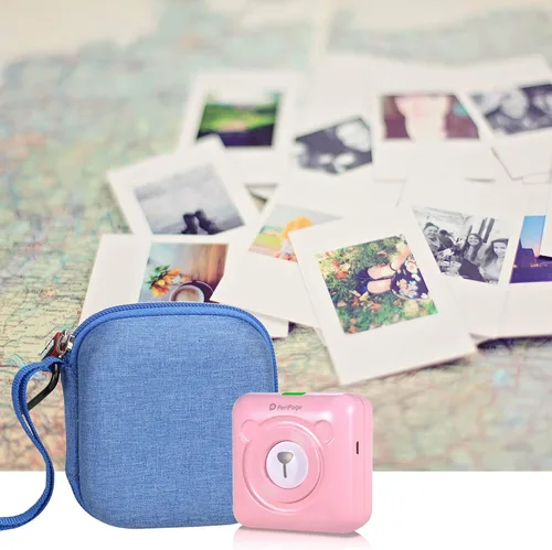 Vista 4 de Estuche rígido de almacenamiento EVA para PeriPage A6 Mini impresora, HuiJuKeJi Sticker Impresora (con bolsillo de malla Mini Impresora)