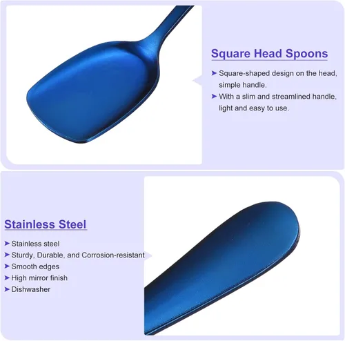 Vista 3 de uxcell Juego de 6 cucharas de helado de acero inoxidable, cucharas de yogur de 7.5 pulgadas, cucharas de postre, cucharas de pastel para el hogar