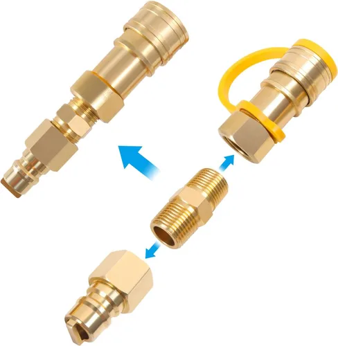 Vista 3 de Válvula adaptadora de accesorios de conexión rápida de gas propano de 3/8 pulgadas, accesorios de conexión rápida de gas natural de 3/8 pulgadas