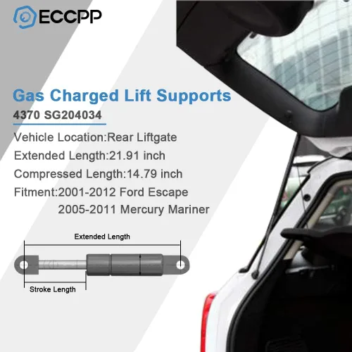 Vista 2 de ECCPP - Soportes de elevación, amortiguadores de gas para Ford Escape 2001-2012, para Mercury Mariner 2005-2012, compatible con 4370 Strut, juego