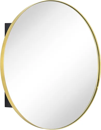 Vista 4 de Gabinete de medicina con espejo de acero inoxidable con marco de metal de acero inoxidable con espejo de 24 pulgadas de diámetro