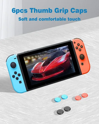 Vista 5 de Repuesto de soporte para Nintendo Switch, el juego de repuesto de soporte OLCLSS Switch incluye 2 tapas de agarre para el pulgar Helloween y 4 tapas