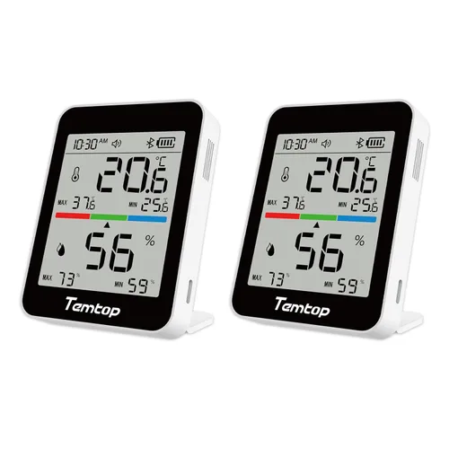 Vista 9 de Termómetro para interior y higrómetro de la marca Temtop, monitor digital de precisión de temperatura/humedad con imán y adhesivo de 3M, fecha