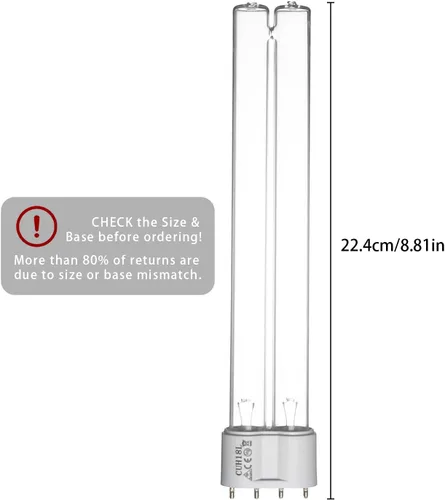Vista 2 de coospider-repta Paquete de 2 bombillas UV de 18 vatios, bombilla de repuesto UV para clarificador de estanques para estanques al aire libre, base