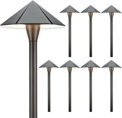 Vista 25 de Gardenreet Luces de camino de bajo voltaje de latón, luces LED de camino de paisaje, luces de patio al aire libre impermeables IP65, 12 V con cable