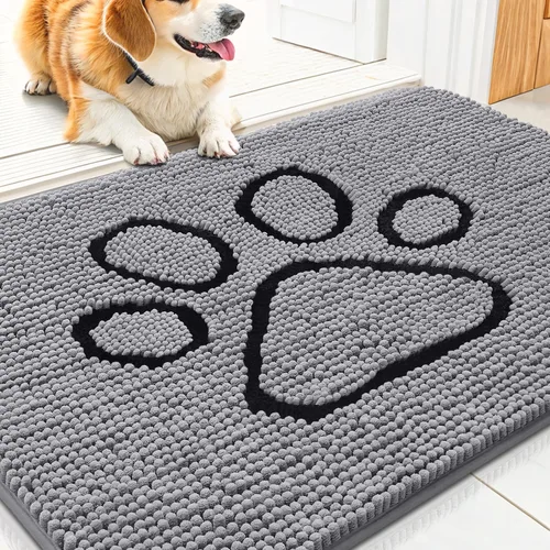 Vista 96 de Smiry Tapete para puerta de perro para patas fangosas, absorbente que atrapa la suciedad, antideslizante, de secado rápido, lavable, tapete