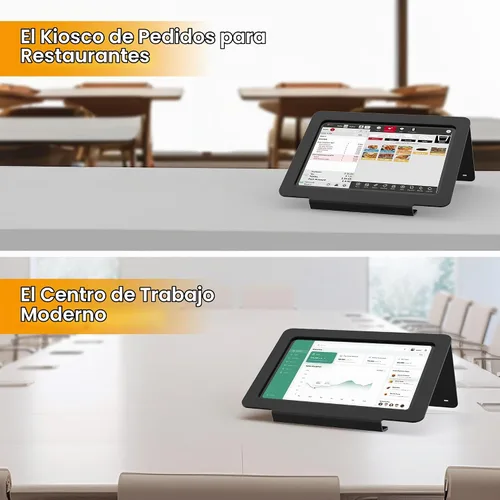 Vista 2 de Soporte de escritorio para tableta, todo de metal ergonómico 30 con bloqueo de cable de seguridad para oficina, mostrador de puntos de venta Negro