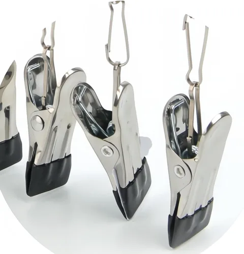 Vista 4 de Percha para pantalones de secado de ropa, perchas de metal con 36 clips, resistente al viento, colgador de ropa interior, clip plegable para jeans