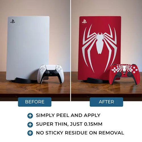 Vista 3 de Ps5 skin redwhite spider protective wrap cover vinyl sticker decals for sony playstation 5 disk version console and two dual sense 5 sticker ps5