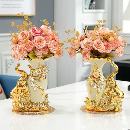 Vista 3 de Jarrones para decoración, jarrón de cerámica, moderno jarrón decorativo para centros de mesa, cocina, oficina, decoración de bodas o sala de estar