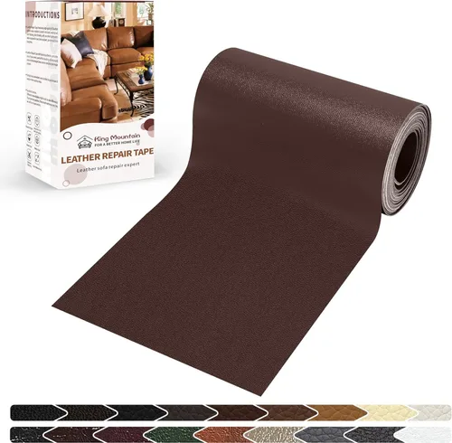 Vista 33 de KING MOUNTAIN Parche de reparación de cuero, cinta autoadhesiva de reparación de cuero de 4 x 63 pulgadas para muebles de cuero dañados, asientos