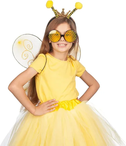 Vista 5 de FUNCREDIBLE Accesorios para disfraz de abejorro Diadema de alas de abeja y antena de abeja con gafas de abeja Disfraces de abeja Regalos