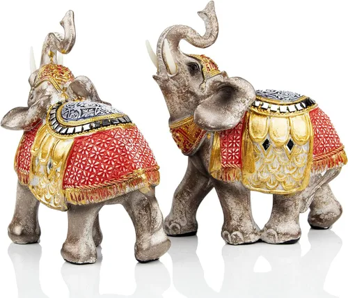Estatua de Elefante de Buena Suerte con Tronco Levantado Figura de Elefante Coleccionista Perfecta para Decoración del Hogar Regalo