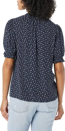 Vista 2 de Tienda Essentials Camisa de sarga fluida para mujer con detalle de bata de manga corta
