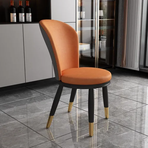 Vista 9 de LEIYTFE Silla moderna de respaldo alto, silla de comedor de piel sintética, taburete para el hogar, silla moderna tapizada con patas de metal, Gris