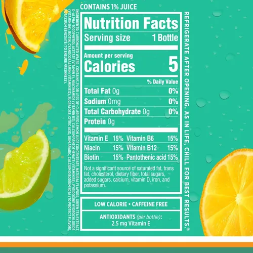 Vista 2 de Sparkling Ice, Lima Limón. Agua con gas, con antioxidantes y vitaminas, cero azúcar. Botellas de 17 oz (Paquete de 12).