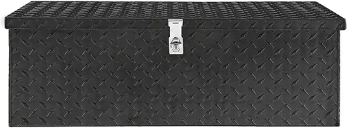 Vista 4 de TUFFIOM - Caja de herramientas de aluminio de 30 pulgadas para cama de camión, caja de herramientas resistente con placa de diamante para remolque
