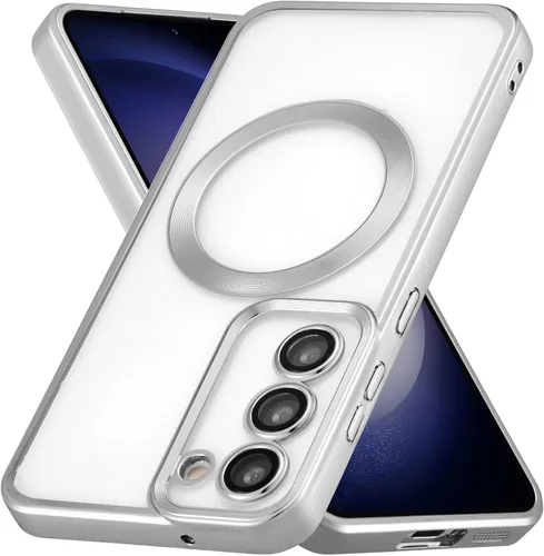 ZCDAYE Funda magnética para Samsung Galaxy S23, Samsung S23 (6.1 pulgadas), funda de teléfono compatible con Magsafe, borde galvanizado, TPU plateado