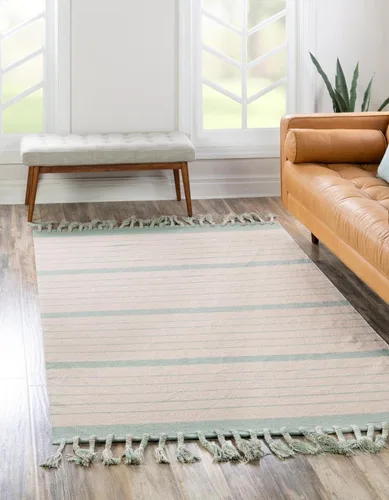 Vista 12 de Unique Loom Chindi Cotton Collection - Alfombra rectangular de 8 x 10 pies, color gris y blanco