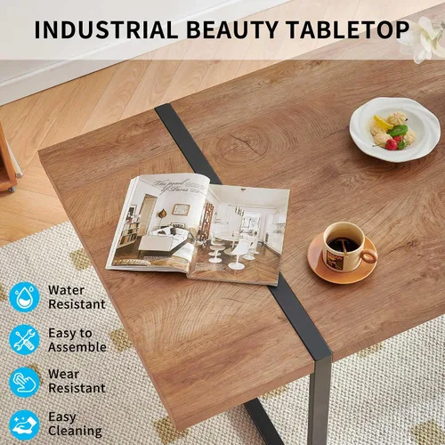 Vista 5 de Homedot Moderno juego de mesa y sillas de cocina para 4, mesa de madera sintética de 66 pulgadas, se limpia con 4 sillas de comedor sentadas, sin