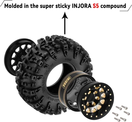 Vista 4 de INJORA Juego de Neumáticos de Rueda de 1.3" S5 Swamp Claw para Terreno de Lodo Neumáticos de 70 * 27mm para Vehículo de Control Remoto de Escala