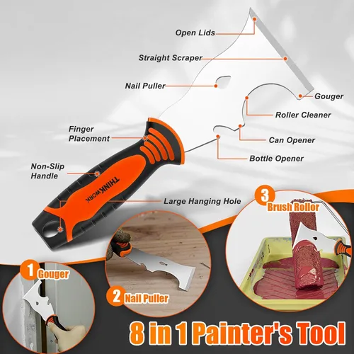 Vista 4 de THINKWORK Juego de Cuchillas para Paneles de Yeso, 10 Piezas de Herramientas para Paneles de Yeso que Incluyen Juego de Cuchillas de Masilla