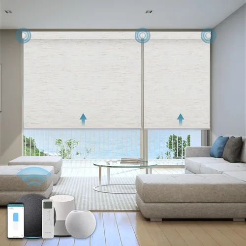 Vista 19 de Persiana Motorizada, Compatible con Homekit Thread-Enabled, Persianas Inteligentes 100% Opacas con Control Remoto, Persiana Enrollable Eléctrica