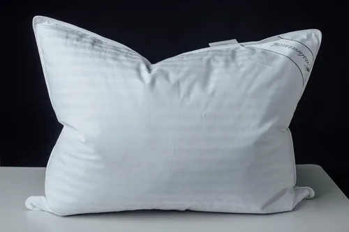 Mezcla de plumas de ganso con almohadas de cama de poliéster, 100% algodón, soporte suave medio, paquete estándar de 1, rayas blancas