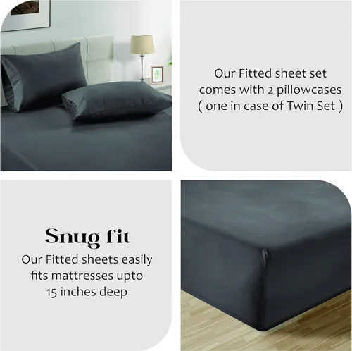 Vista 6 de Lane Linen - Juego de 3 piezas con sábana bajera 100% algodón orgánico solo para tamaño Queen y 2 fundas de almohada, con tejido de percal