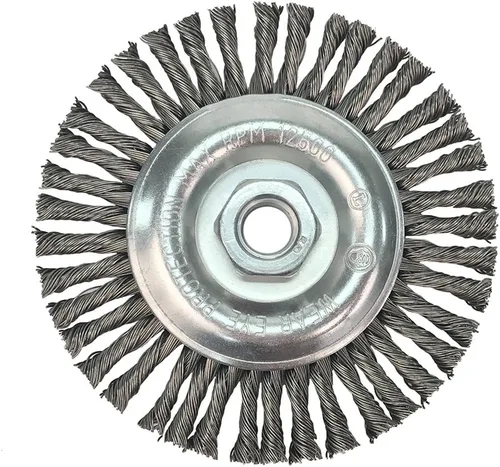 Vista 12 de Mercer Industries 187010 - Rueda de alambre prensado de 4" x 1/2" x 5/8"-11, alambre de acero al carbono .014