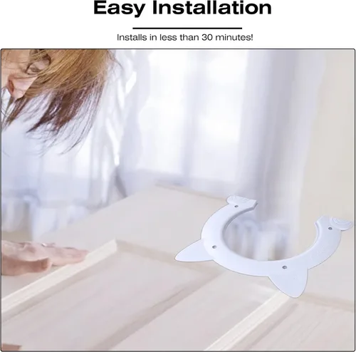 Vista 4 de Puerta interior para gatos, puertas de mascotas para gatos, agujero en forma de gatito, paso, puerta de gato, se adapta a la puerta interior, oculta