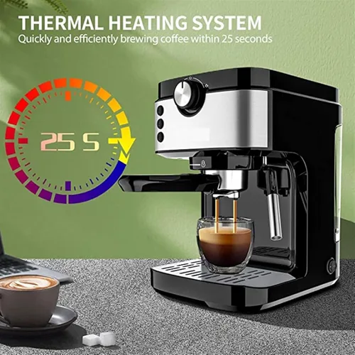 Vista 3 de WOCOYO Cafetera KFJ de 19 bares, máquina de café expreso con espumador de leche para expreso, café con leche capuchino