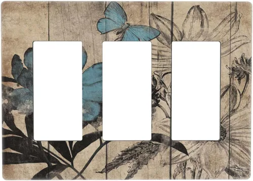 Vista 76 de Mid Century Morden Boho - Placa de pared para interruptor de luz dúplex de 1 banda, placa frontal decorativa eléctrica para receptáculo para baño